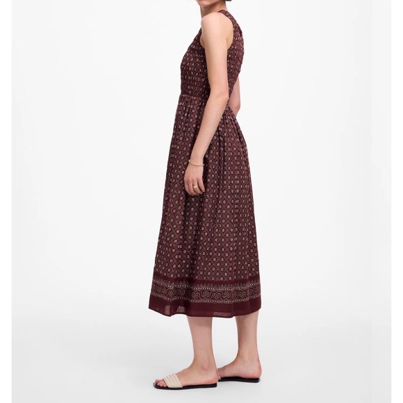 Madewell The Melody Smocked Midi Dress in Daisy print in Dusty plum size M NV483 - Picture 2 of 11